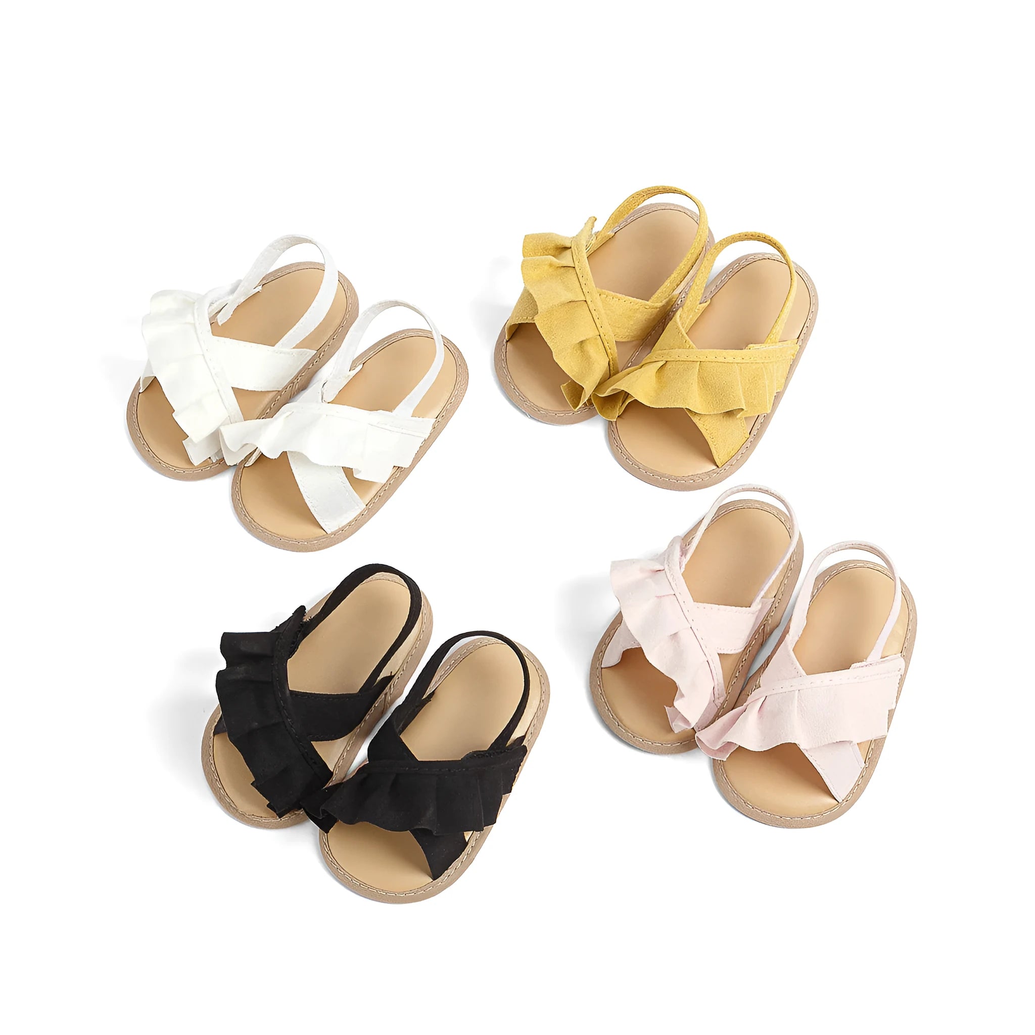 Baby girl toddler shoes soft bottom lace Velcro cotton cloth princess style white pink black yellow