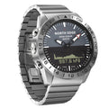 Smartwatch with stainless steel band, luminous screen, silver grey, 48mm case for outdoor sports