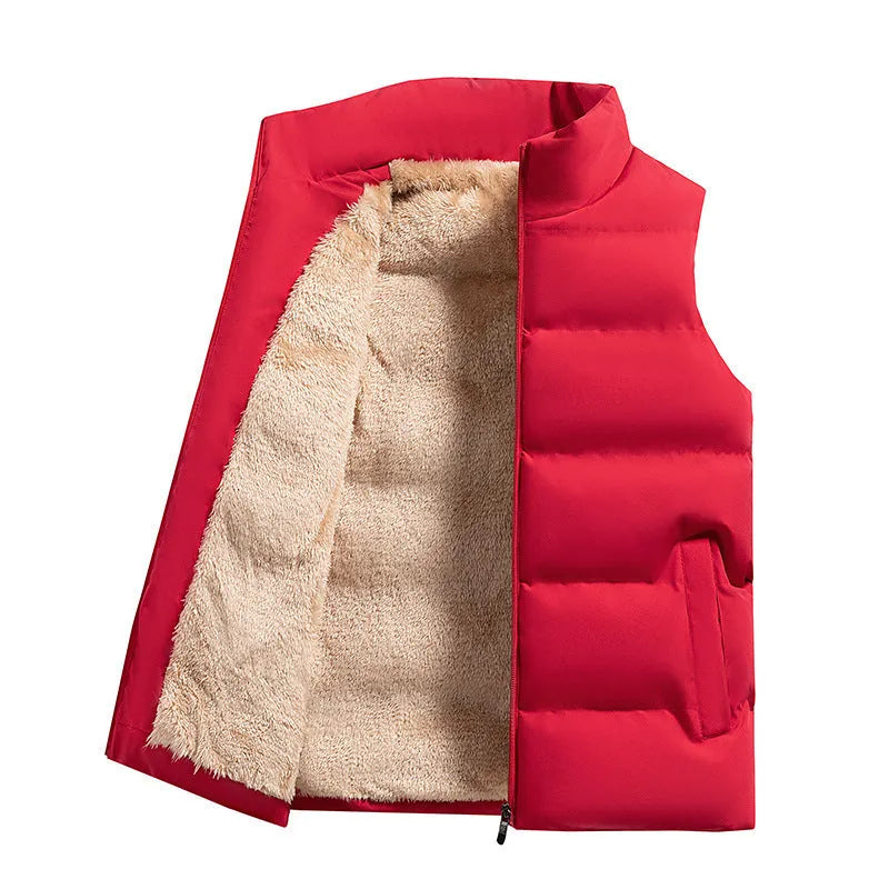 Lambswool men's down cotton vest clip outer wear in solid colour, unhooded, slim fit, polyester fibre