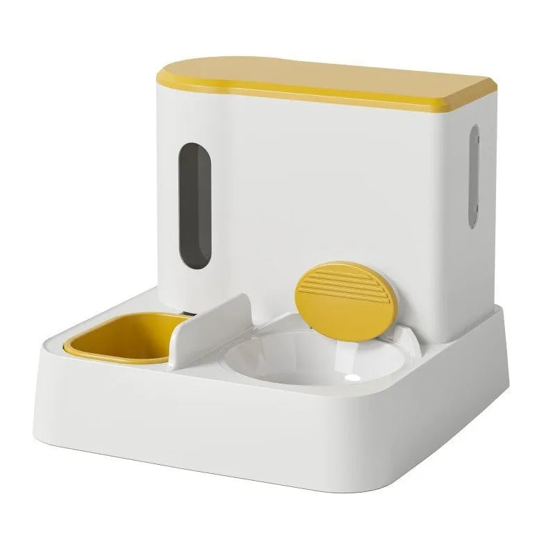Automatic cat feeder water dispenser with integrated double bowl in multiple colour options