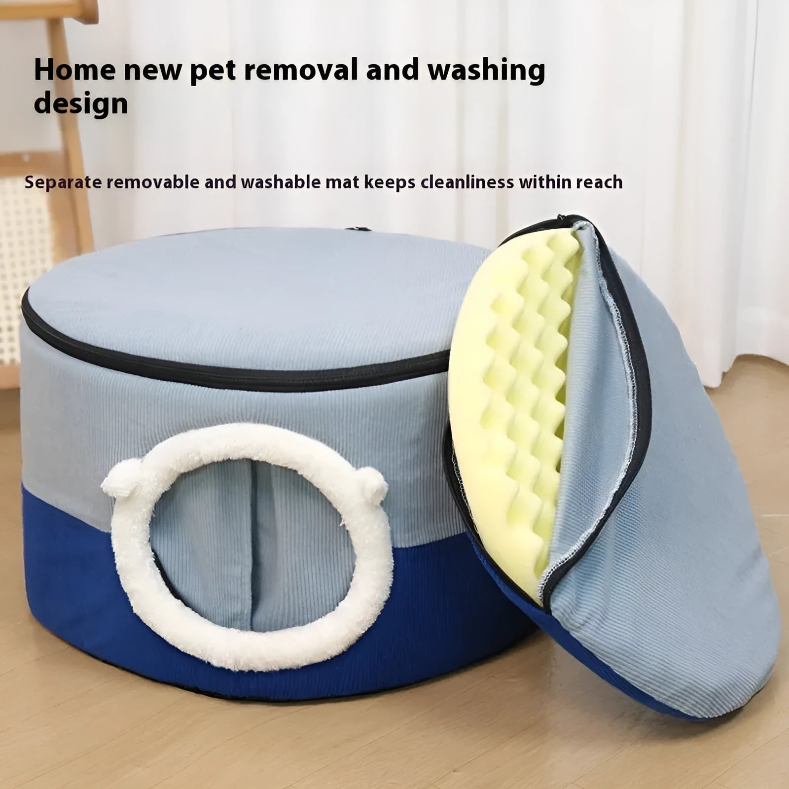 Winter warm closed cat house made of soft cloth, available in three sizes for cats and small dogs