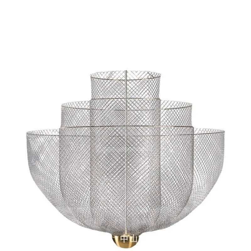 Nordic iron mesh chandelier ceiling light with 450mm diameter in gold or silver finish