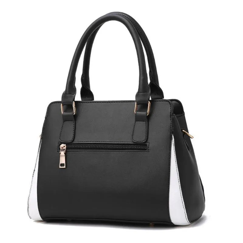 Large horizontal square PU leather shoulder bag for women with car suture design and multiple pockets, available in black