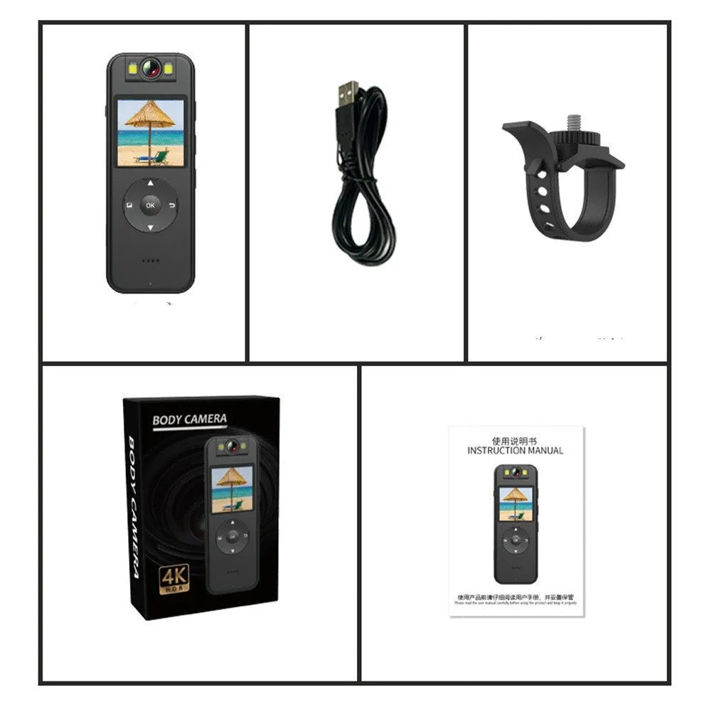 WiFi outdoor sports cycling recording camera black ABS body with handlebar mount and data cable