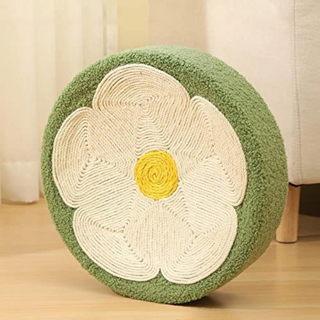 Green sisal round cat scratcher bowl lounge bed with deep sides for scratching and sleeping