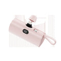 Capsule-shaped digital display wireless power bank in multiple colours with built-in plug.