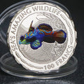 Africa Tropical Fish Commemorative Coin Set 8pcs Silver Plated Steel Core 40x3mm Acrylic Box
