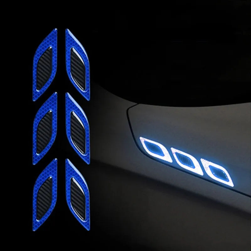 Blue and yellow reflective resin tape strips for universal car bumper and wheel arch protection.