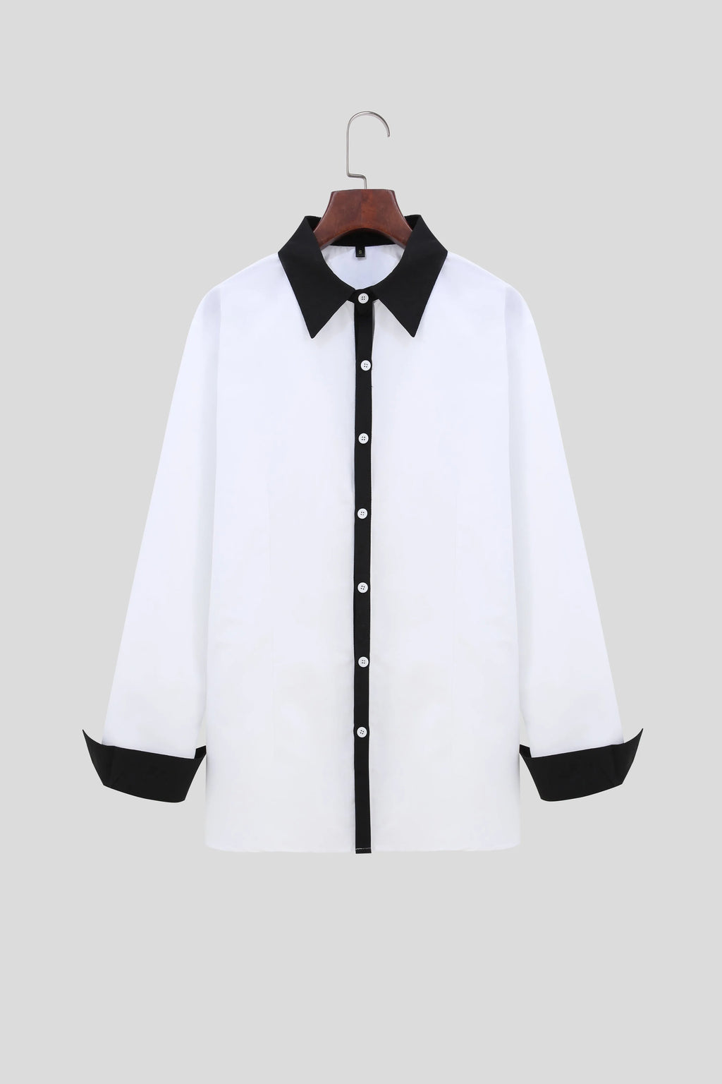 Long-sleeved colour-blocked shirt for teenage men in White with contrasting panels, figure-hugging cut