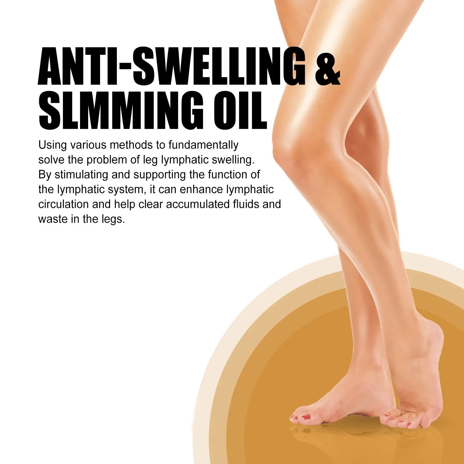50ml bottle of moisturising body oil with natural extracts for skin care and leg massage.