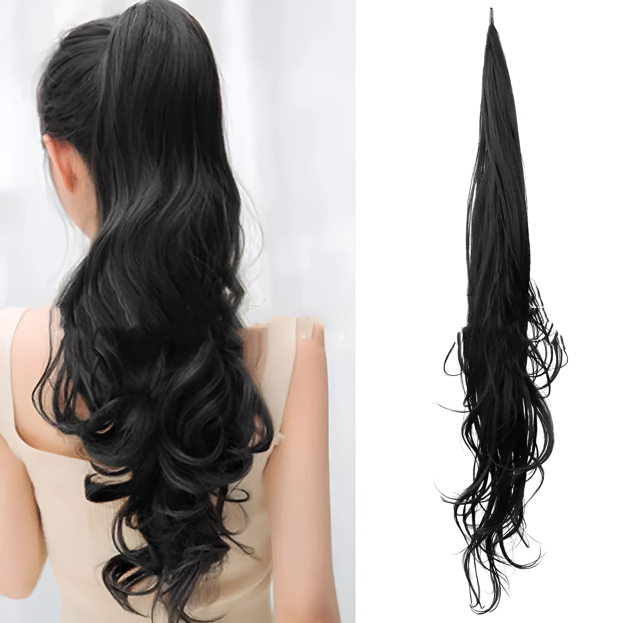 Long 32-inch chemical fibre ponytail wrap wig in colour 613 for ladies, horse tail style, non-hot dye