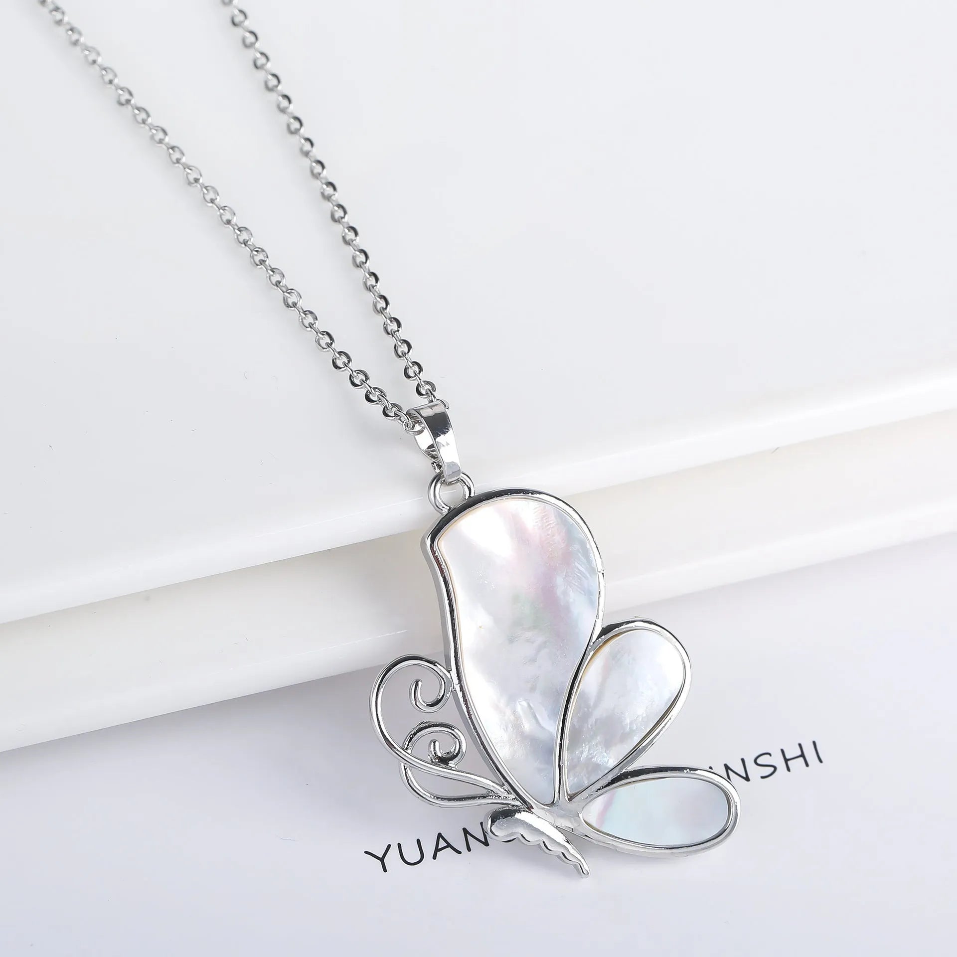Copper animal zodiac pendant necklace with inlaid abalone shell, butterfly and dragonfly designs, four style options