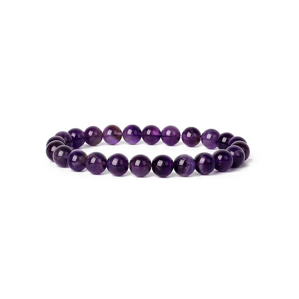 Handmade 8mm agate stone bead bracelet for women shown in one of fourteen available colours.