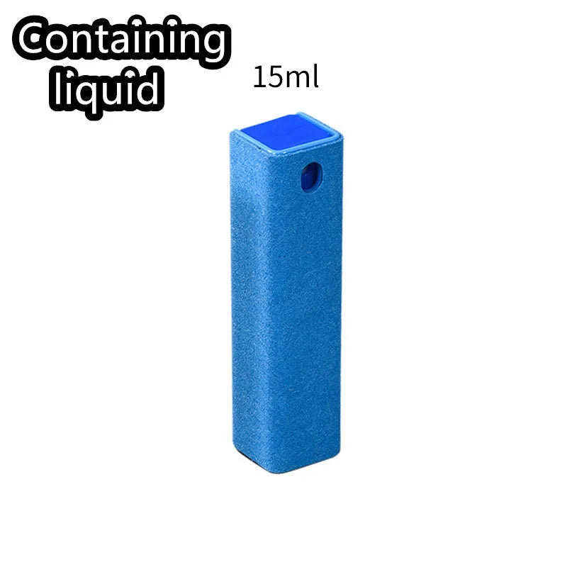 Blue square tube 15ml spray bottle with integrated fibre fleece wiper for cleaning phone and tablet screens.