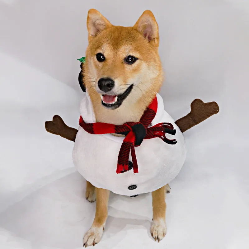 Christmas snowman costume outfit for dogs and cats in festive design with polyester fabric