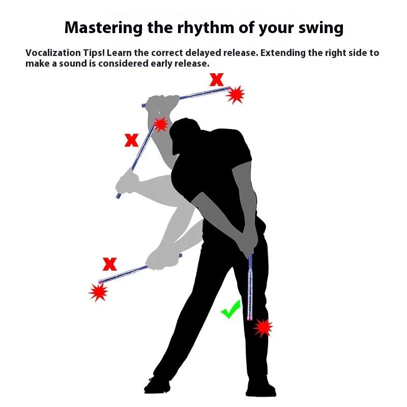 Golf training club with sound swing link model HGB021 on a plain background