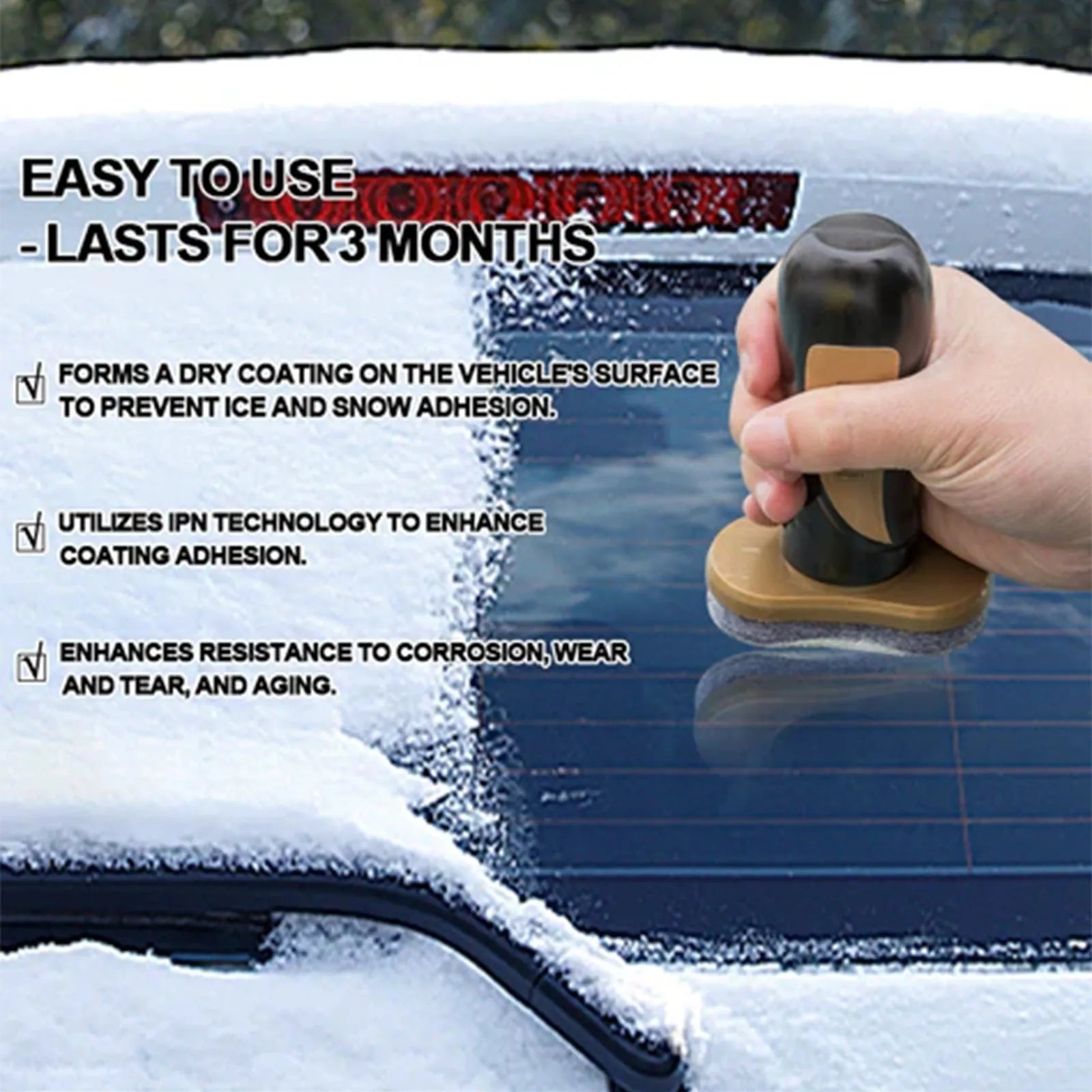 Hydrophobic nano coating car snow brush made from white PE plastic