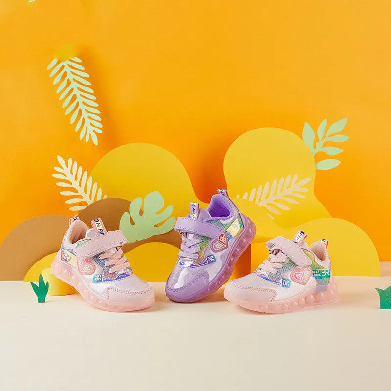 Girls fashion jelly sole sports shoes in pink with breathable upper and TPR sole, UK sizes 26-37