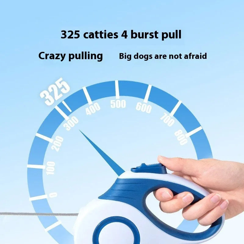 Retractable dog lead in blue, wine red, or brown, 3 m or 5 m, PP TPR, optional trash can