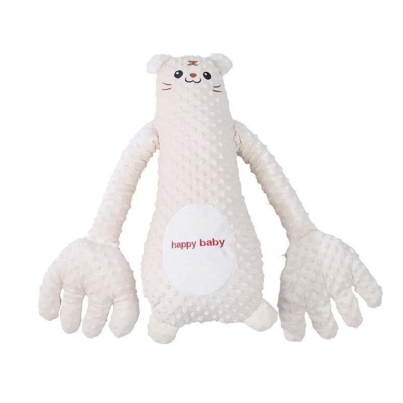 Infant exhaust pillow with remote controlled patting hand, plush material, yellow giraffe design for baby sleep comfort