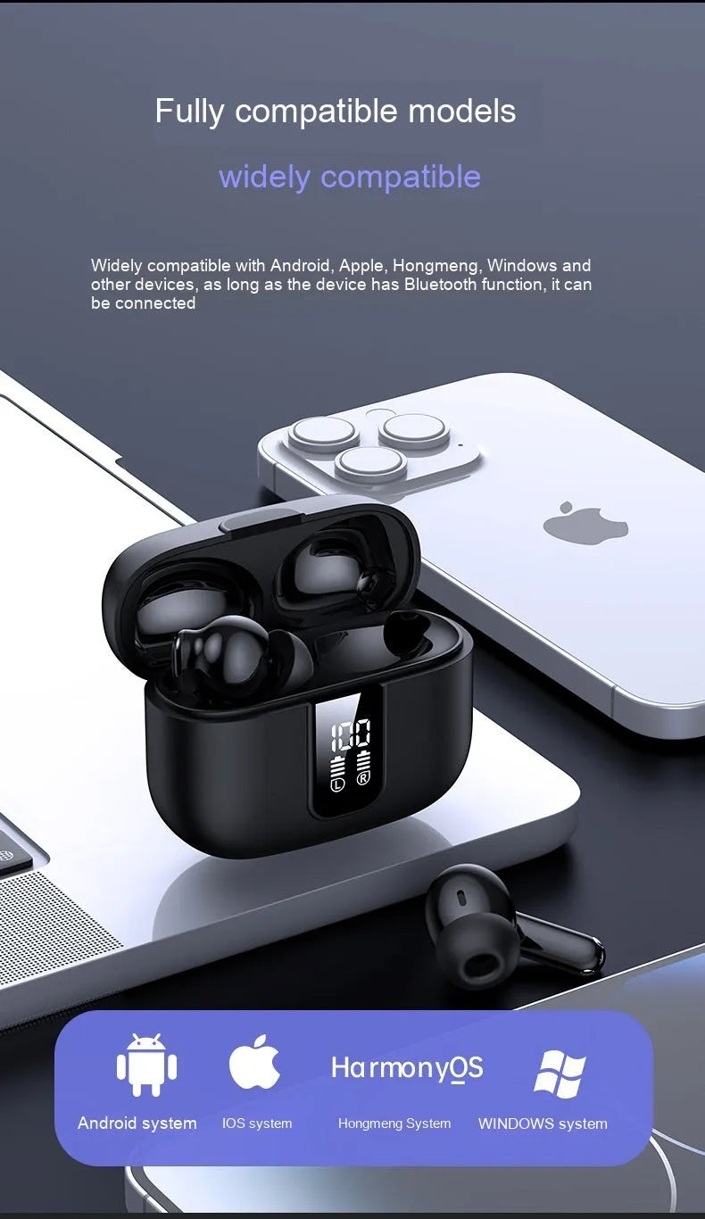 Y40 true wireless Bluetooth earphones with charging case in black, featuring ANC ENC noise cancellation and 13mm driver