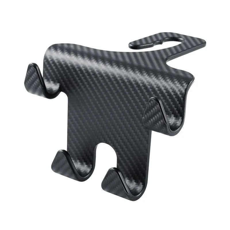 Black ABS car hook bracket with integrated mobile phone holder for rear seat organisation