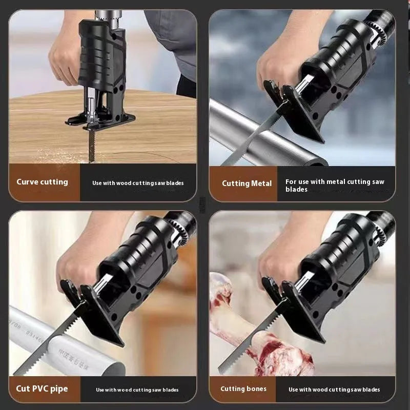 Handheld chainsaw converter attachment with alloy build, 36V voltage and 3, 6 or 9 saw blade options
