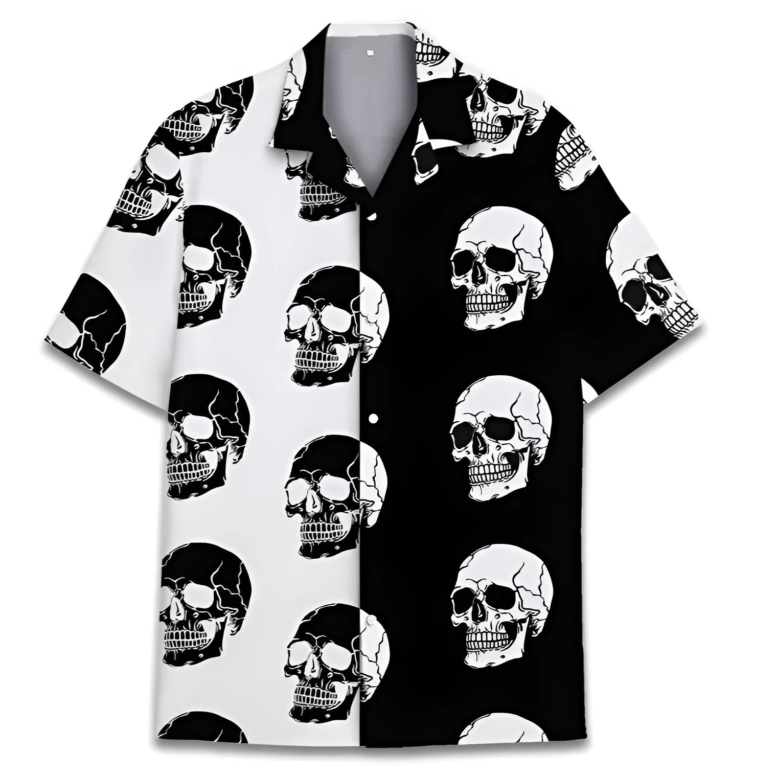 Men's deep green Cuban collar Hawaiian shirt with short sleeves and a digital print pattern.