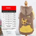 Brown cotton dog hoodie sweatshirt on a mannequin, showing hooded design.