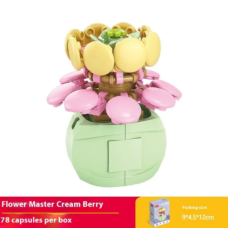 Plastic building blocks flower pot model assembly toy for teenagers