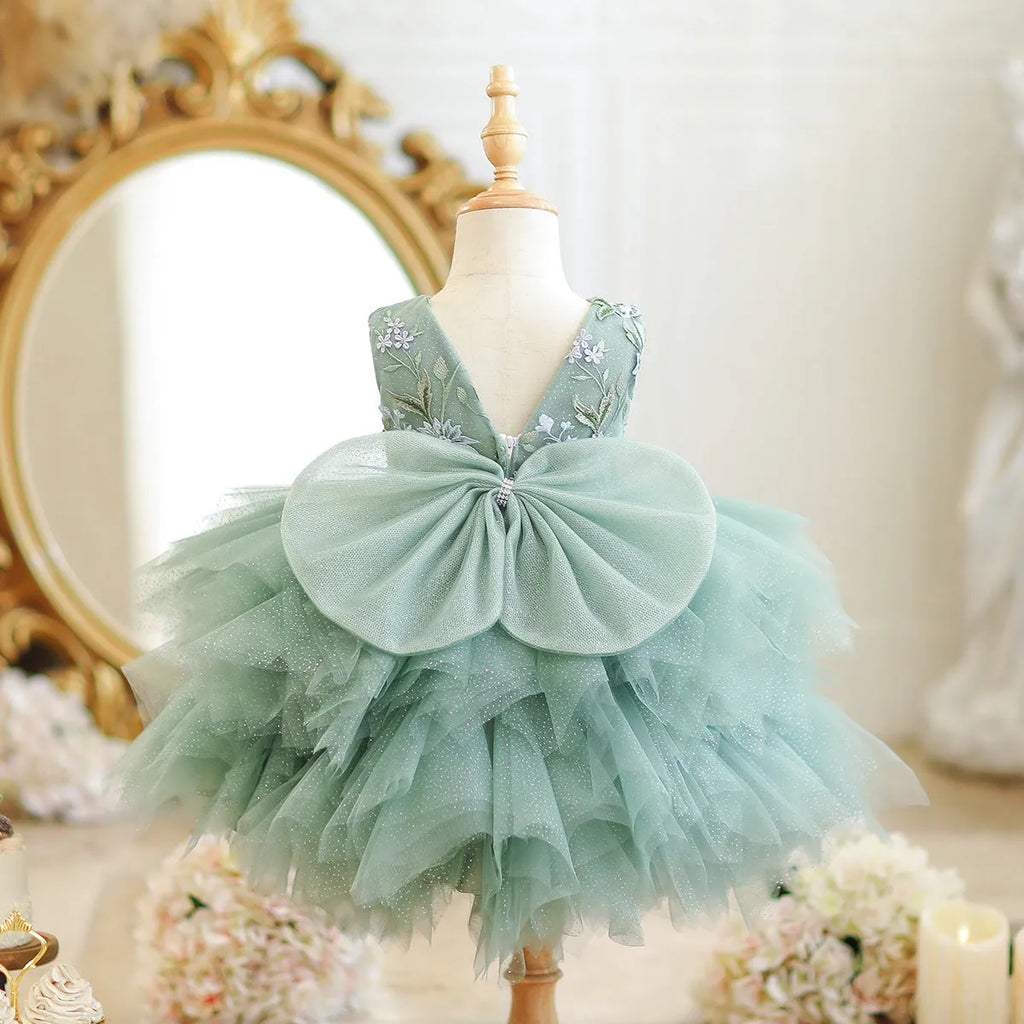 Girl's mori style princess birthday party dress in a single princess dress colour, polyester fibre blend, available from 80cm to 150cm height.