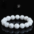 Original design women's crystal bracelet with natural blizzard snowflake round beads on a wrist.
