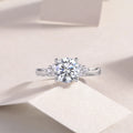 Galaxy Light wedding ring set with 2-carat moissanite in S925 silver platinum-plated band on white background