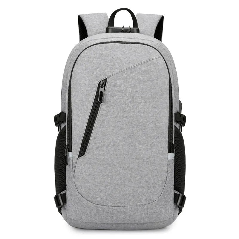 Men's Oxford cloth computer backpack in a solid colour with street style design.