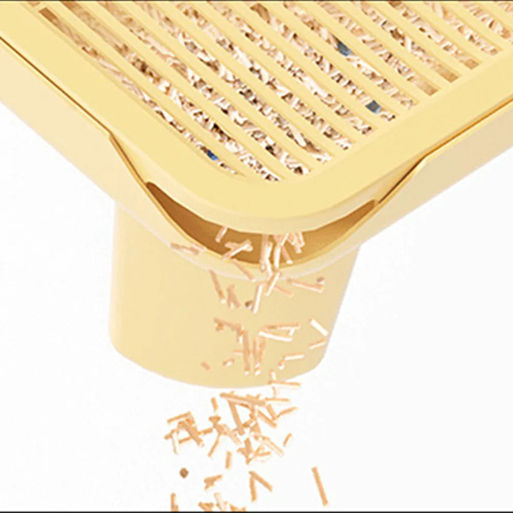 Plastic cat litter mat with anti-slip silicone feet in milk yellow colour