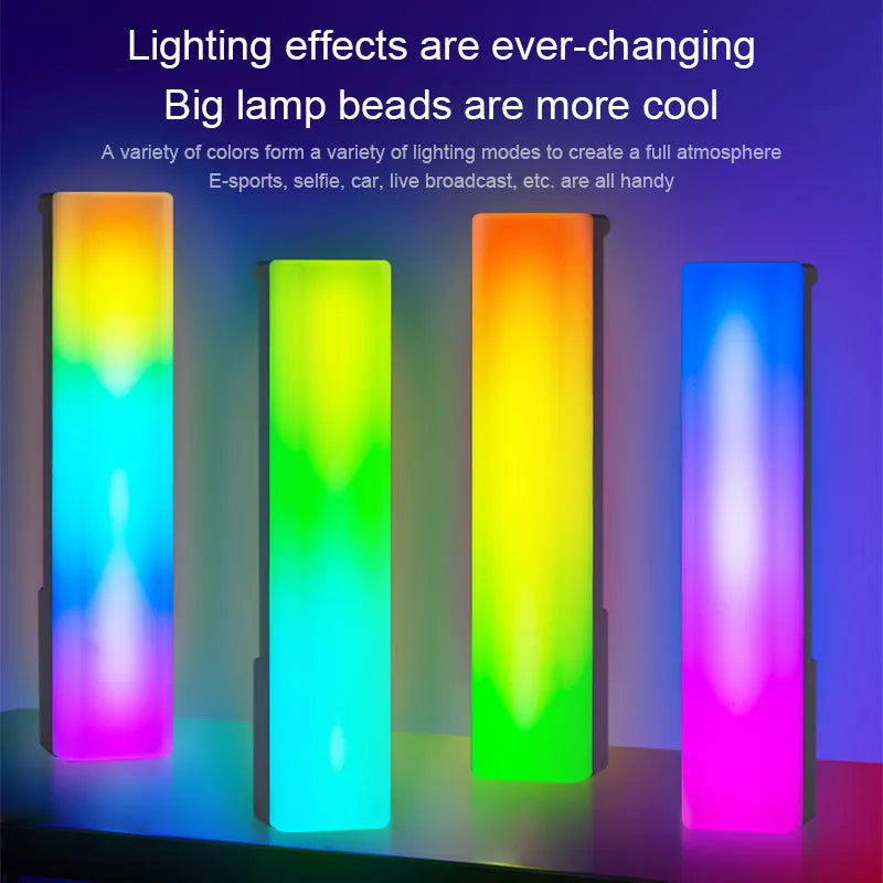 3D RGB music voice-activated rhythm ambiance lamp in black or white with colourful lighting