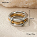 Stacked stainless steel rings with 18K gold plating in free size adjustable design