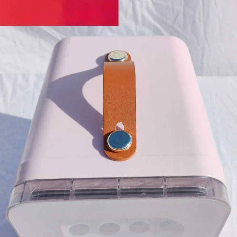 Car mini refrigerator with transparent door showing hot and cold dual-use function in black, pink or white colour options