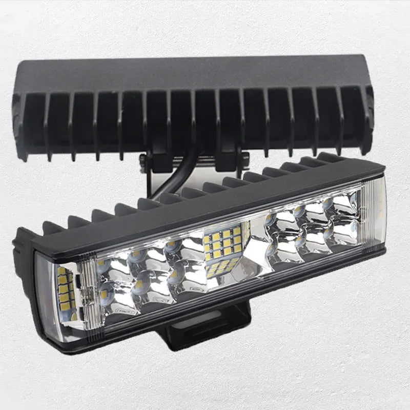 Black aluminium 7-inch LED strip work light with straight line beam pattern