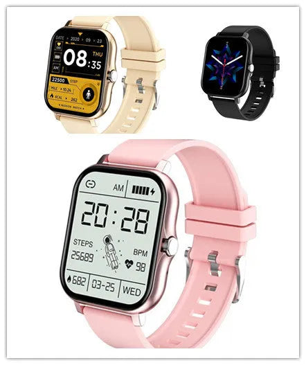 Y13 smart watch with 1.69-inch touch screen, silicone strap, heart rate and step tracking, in pink