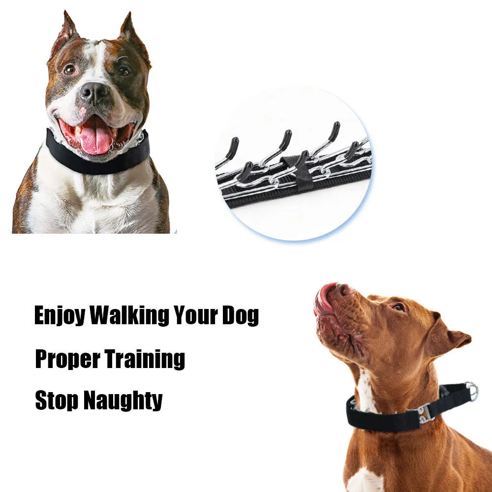 Dog training stimulation chain collar in reflective colours with size options for different breeds