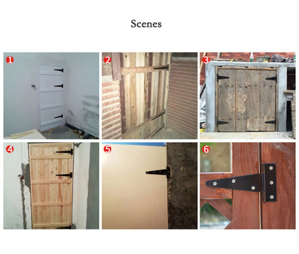 Fixed T-shaped iron hinge for outdoor wooden doors and gates in multiple sizes