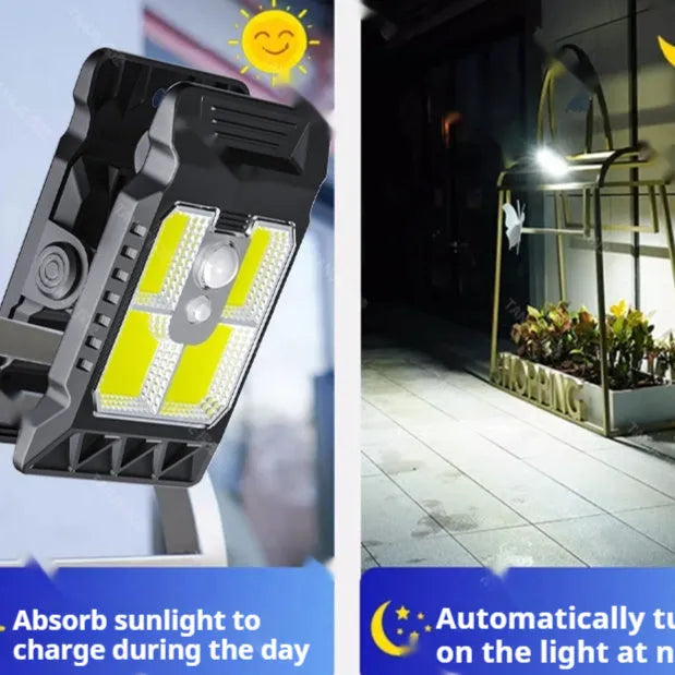 YD21B outdoor solar wall lamp punch-free clip light with 10W panel and ABS body