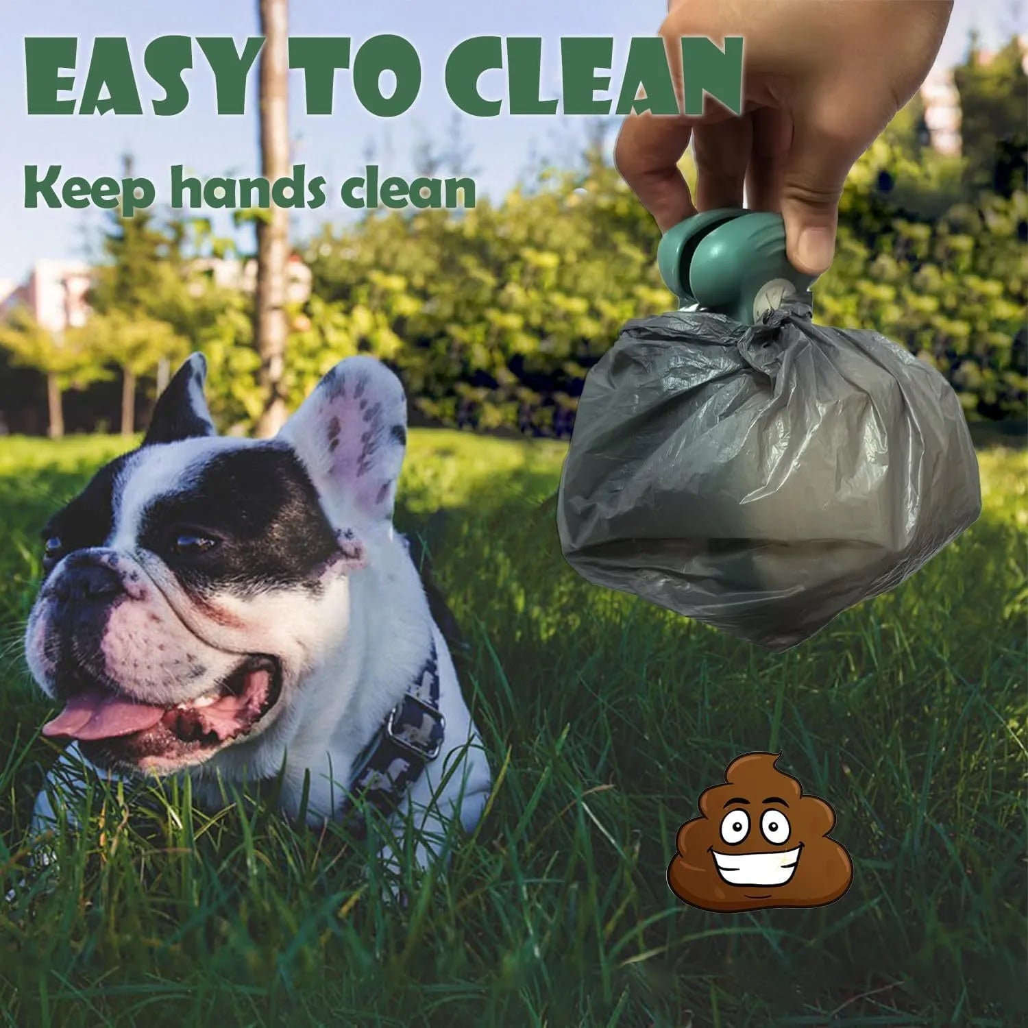 Portable pooper scooper with expandable waste container and integrated bag dispenser in blue colour