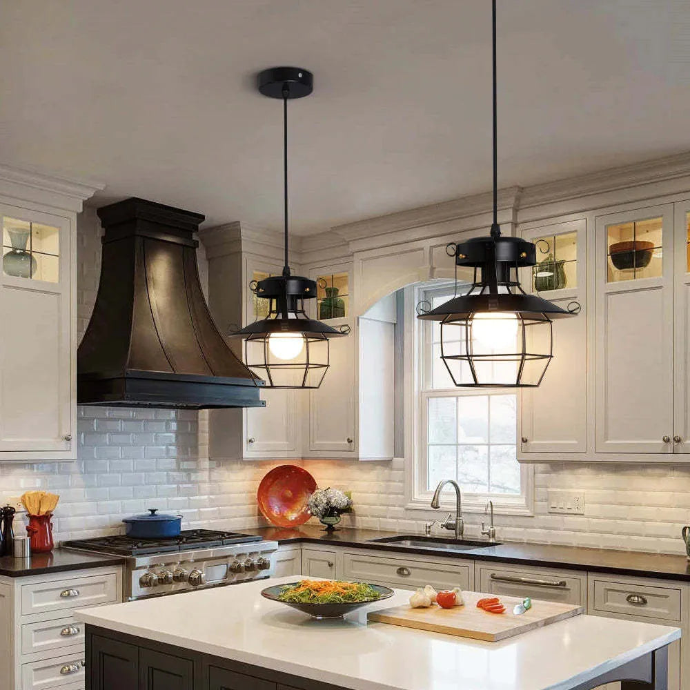 Retro iron droplight lantern lamp with single-head design for restaurant or corridor lighting