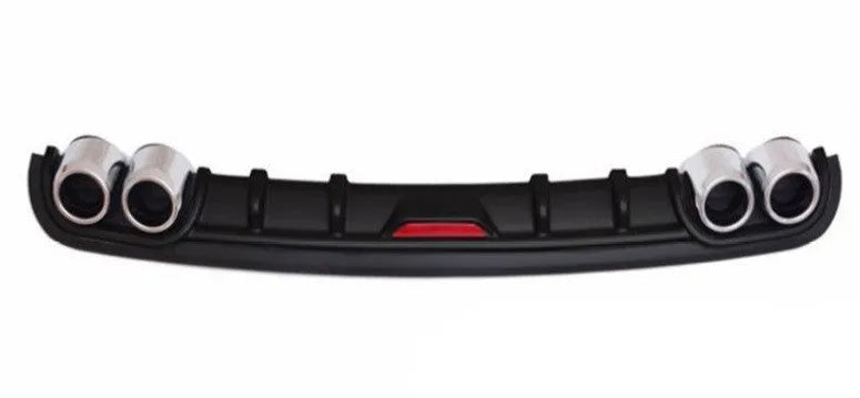 PP plastic rear bumper spoiler lip for cars in black or silver black, showing 118cm and 129cm length options