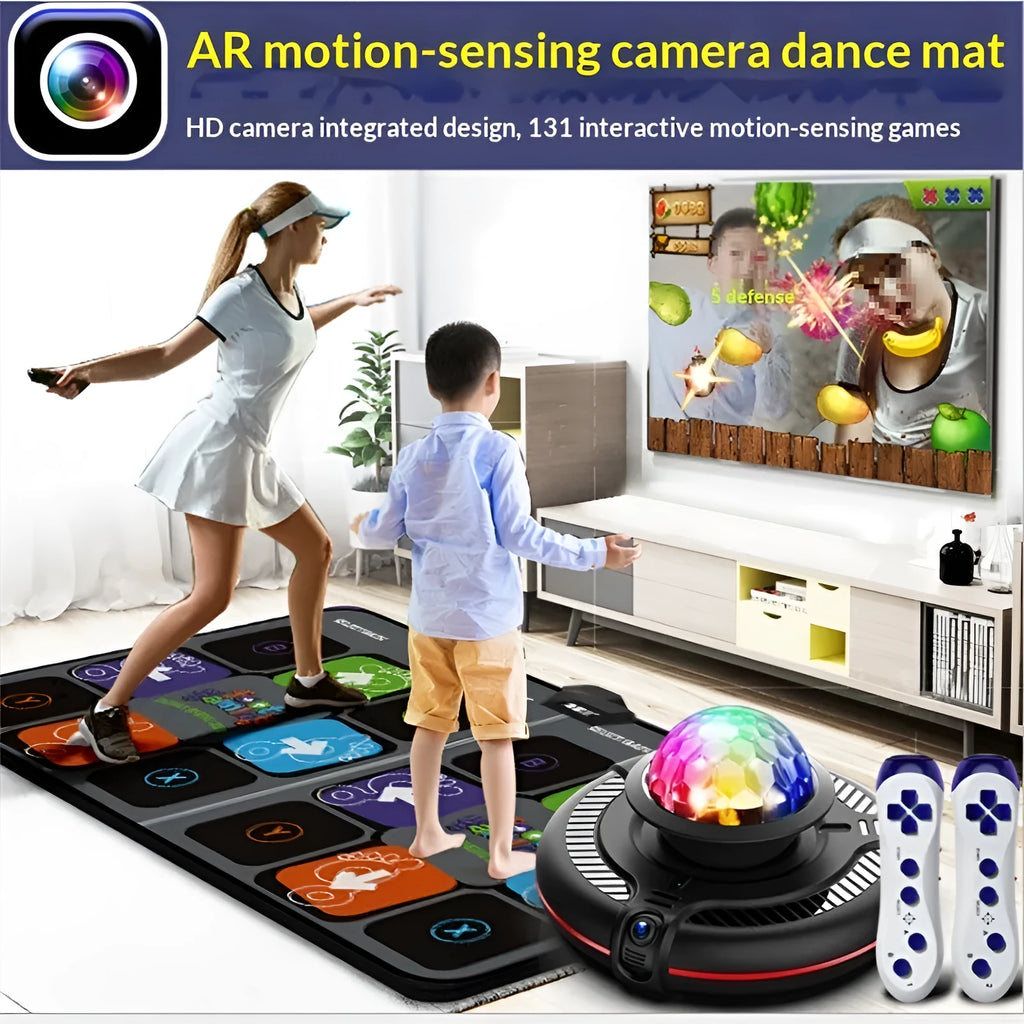 HD Double Dance Mat with stainless steel surface and motion sensing console for TV play