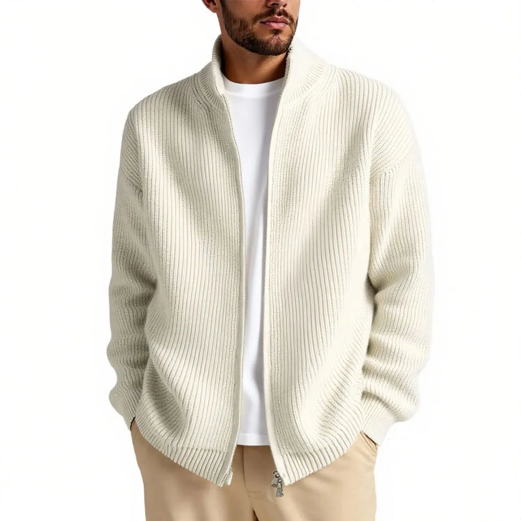 Men's loose fit cardigan sweater coat in acrylic blend fabric available in multiple colours