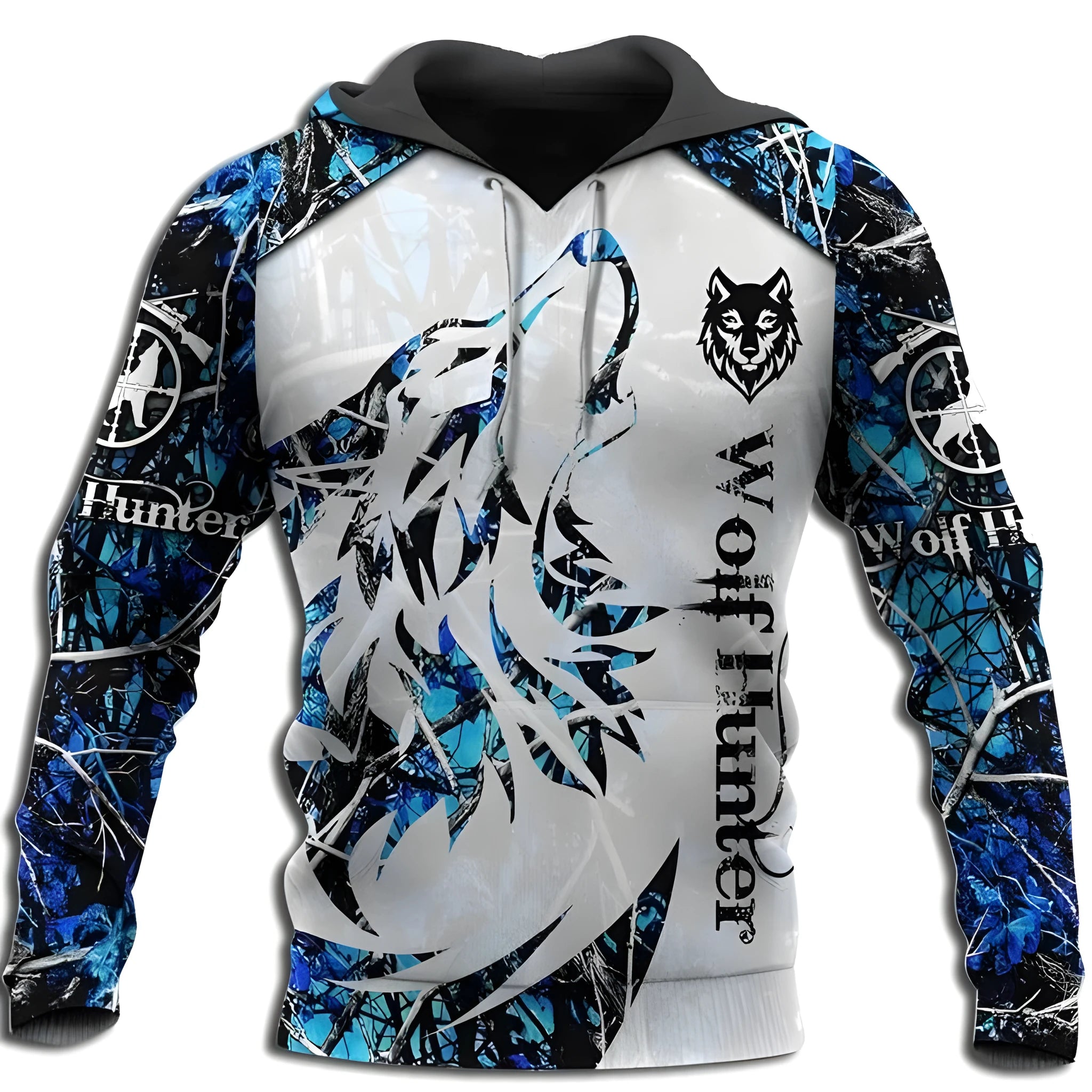 Men's animal print long sleeve pullover hoodie in polyester, round neck, street style, size S-4XL