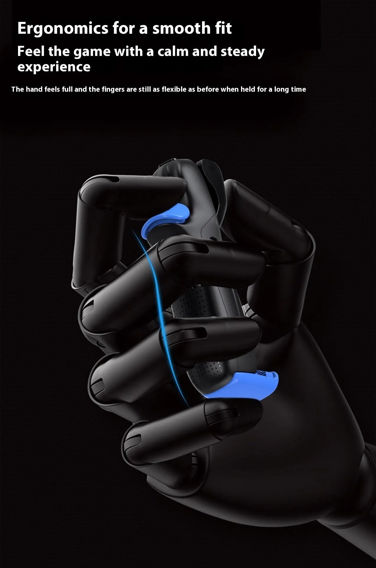 Blue mobile game controller with chicken eating button and Type-C connection for PUBG touch screen